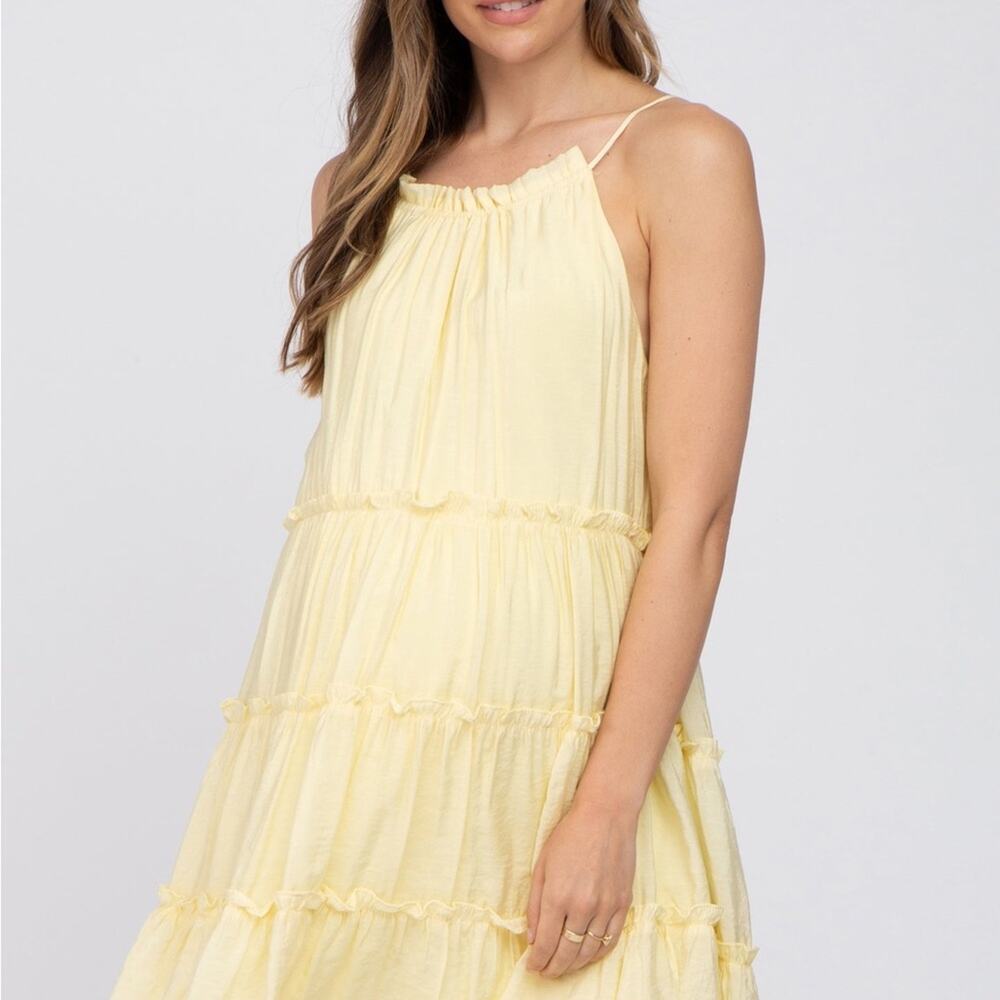 Yellow Tier Ruffle Dress by SHE + SKY